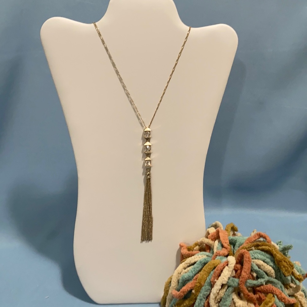 WHBM gold tone tassel necklace